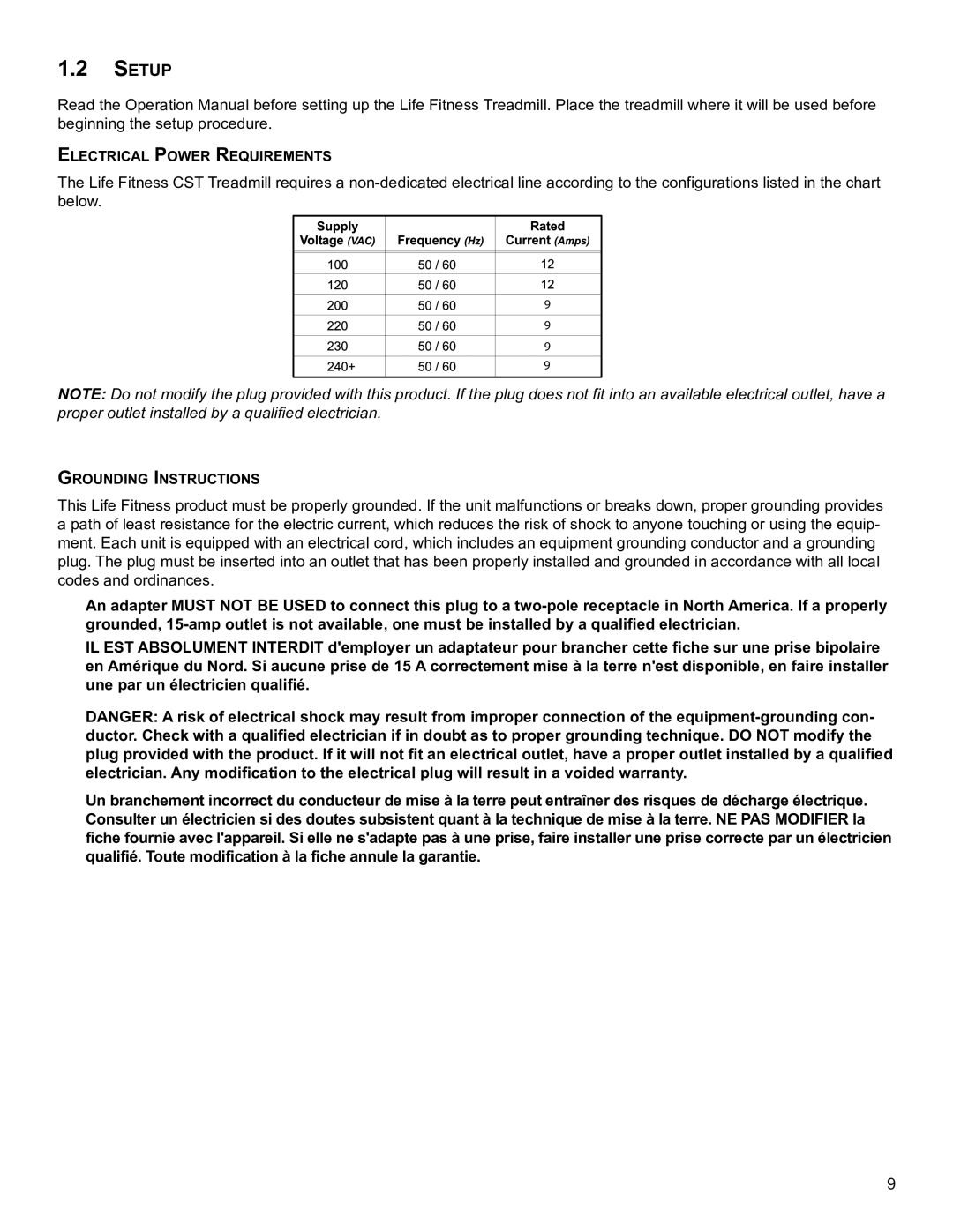 Life Fitness B098 operation manual SeTUP 