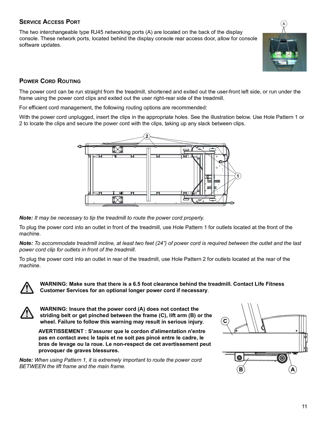 Life Fitness B098 operation manual SerVICe aCCess PorT 