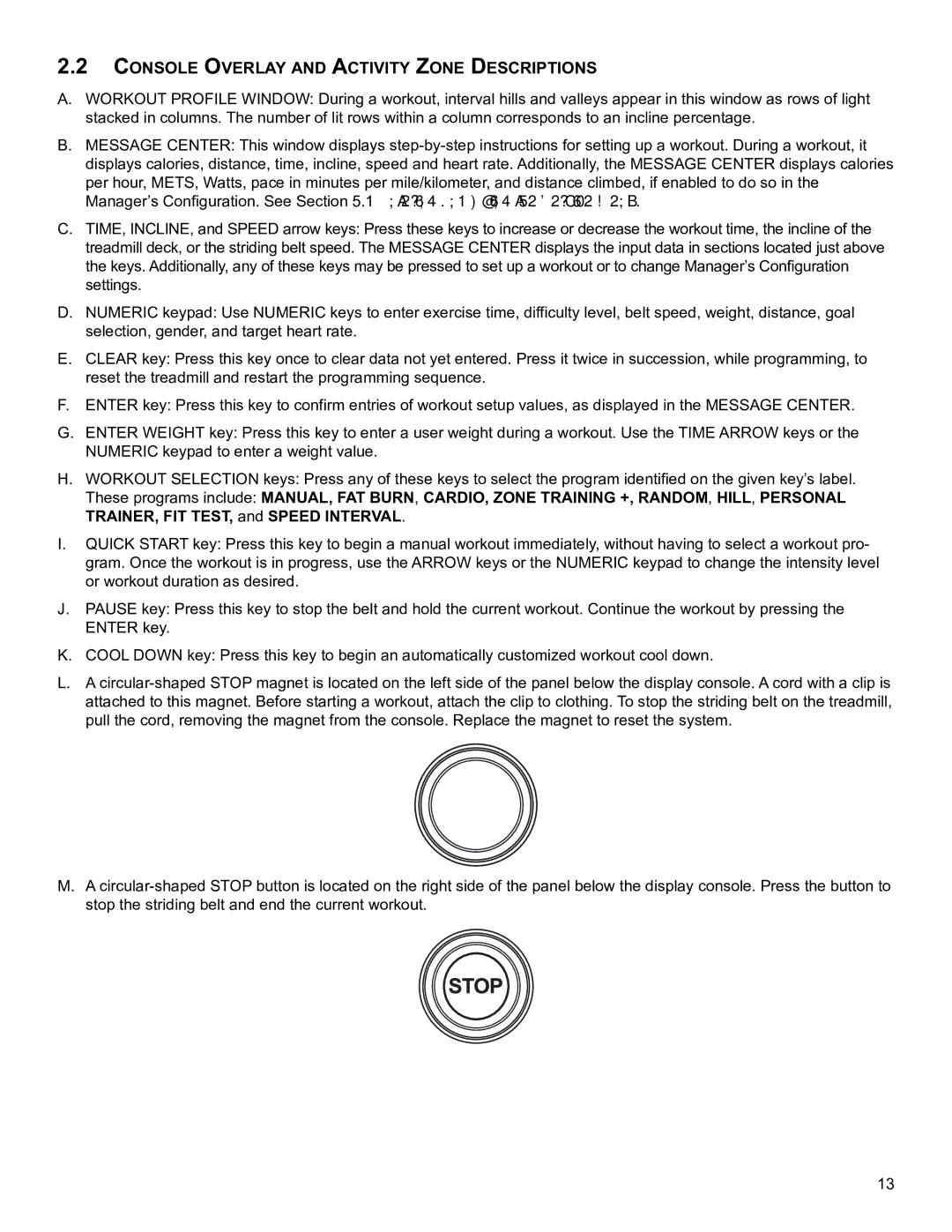 Life Fitness B098 operation manual Console oVerlay anD aCTIVITy zone DesCrIPTIons 