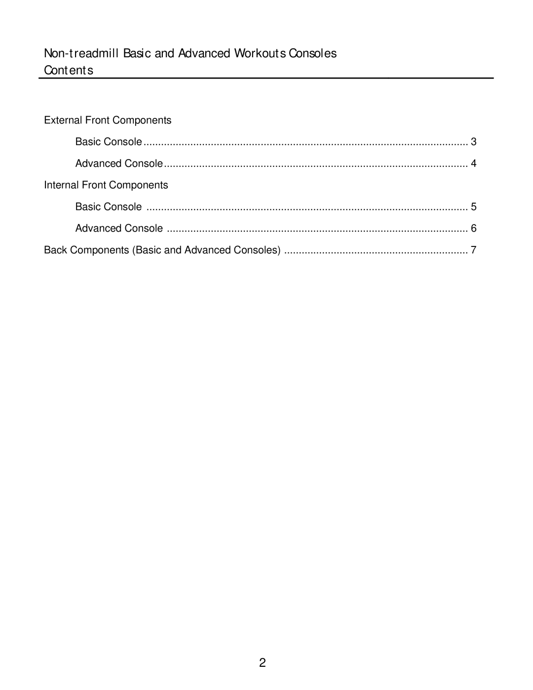 Life Fitness manual Non-treadmill Basic and Advanced Workouts Consoles Contents 