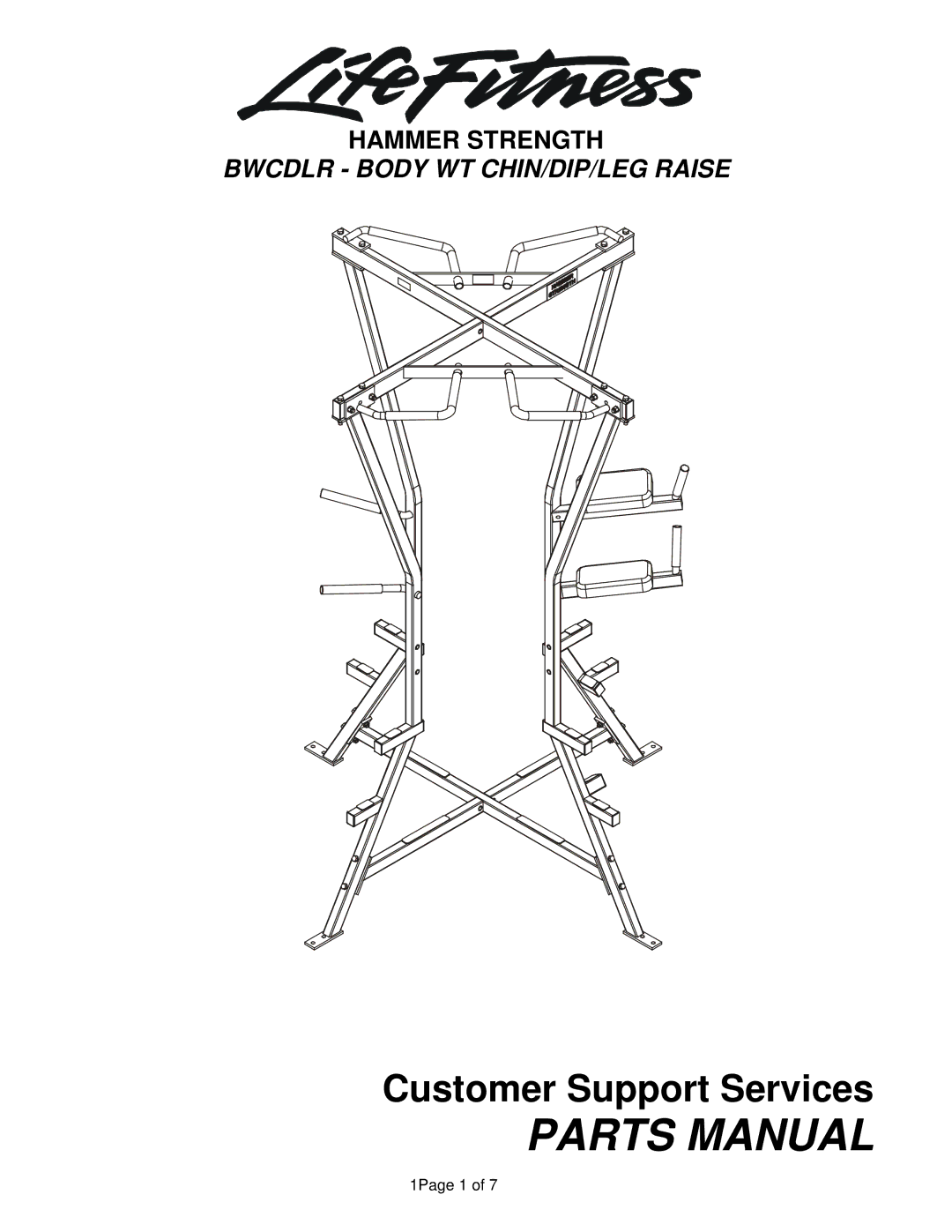 Life Fitness BWCDLR manual Parts Manual, Hammer Strength 