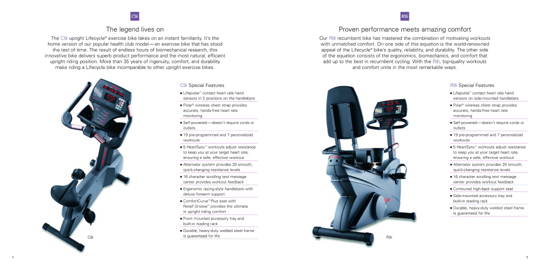 Life Fitness C-R Series manual Proven performance meets amazing comfort, C9i 