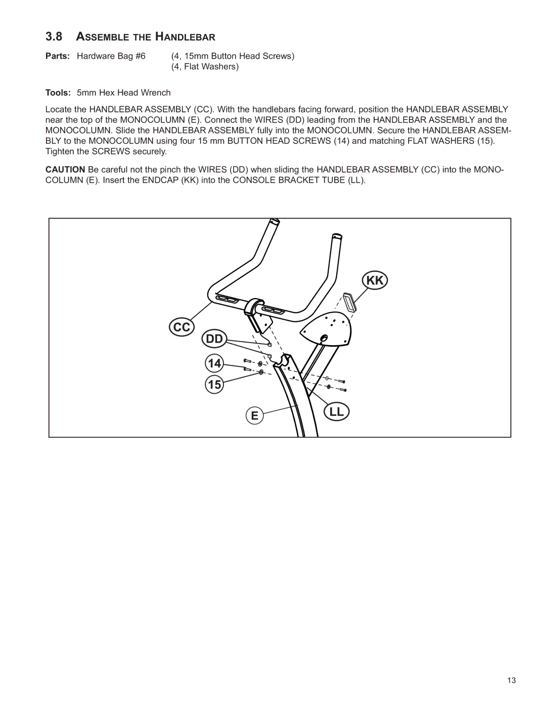 Life Fitness C1 / C3, C2 owner manual Assemble the Handlebar 