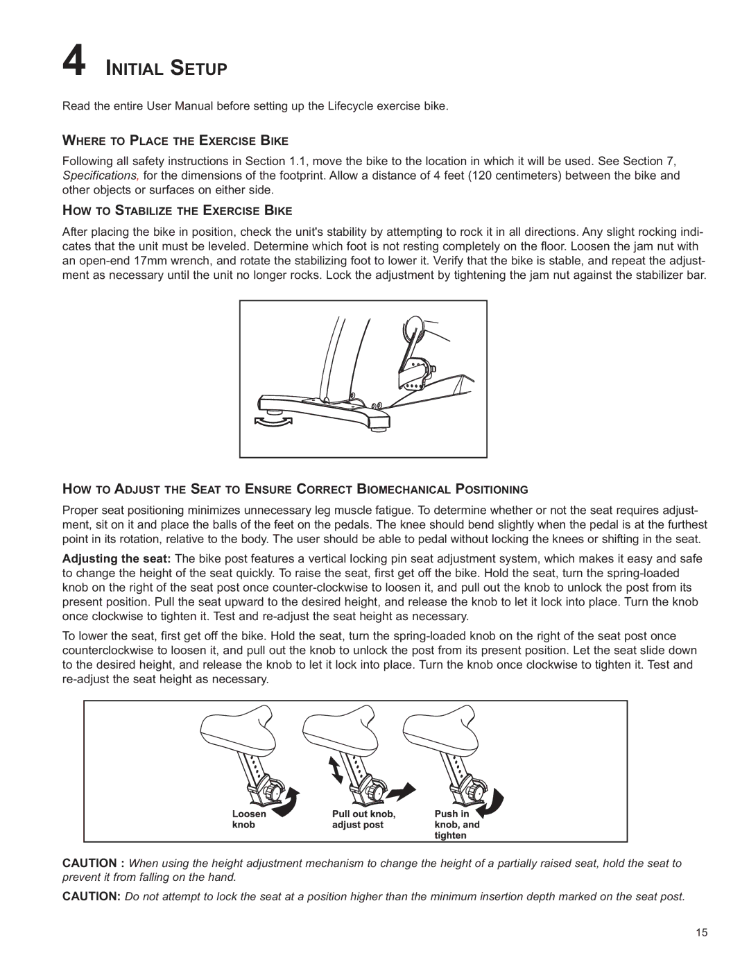 Life Fitness C2, C1 / C3 owner manual Initial Setup 