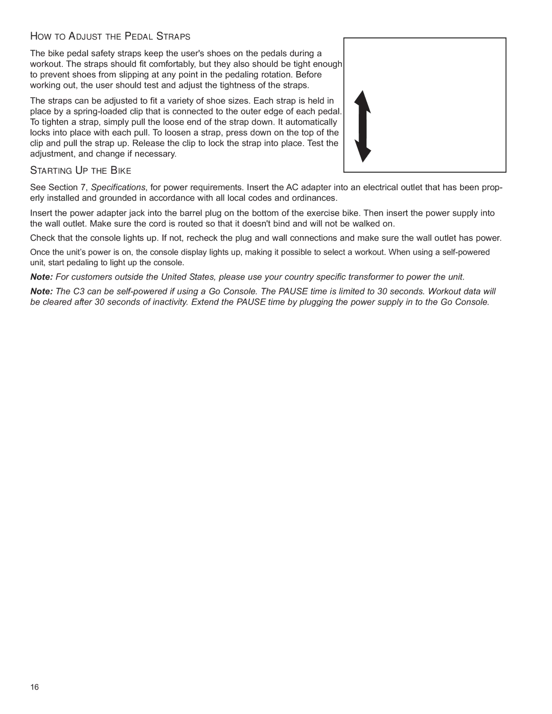 Life Fitness C2, C1 / C3 owner manual HOW to Adjust the Pedal Straps 