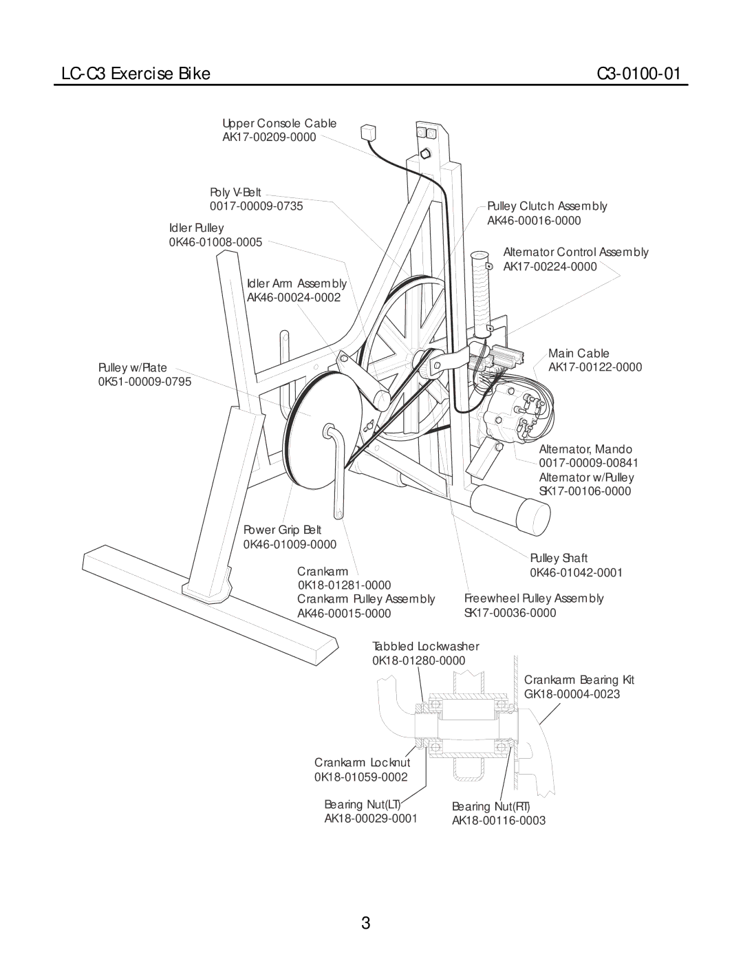 Life Fitness manual LC-C3 Exercise Bike C3-0100-01 