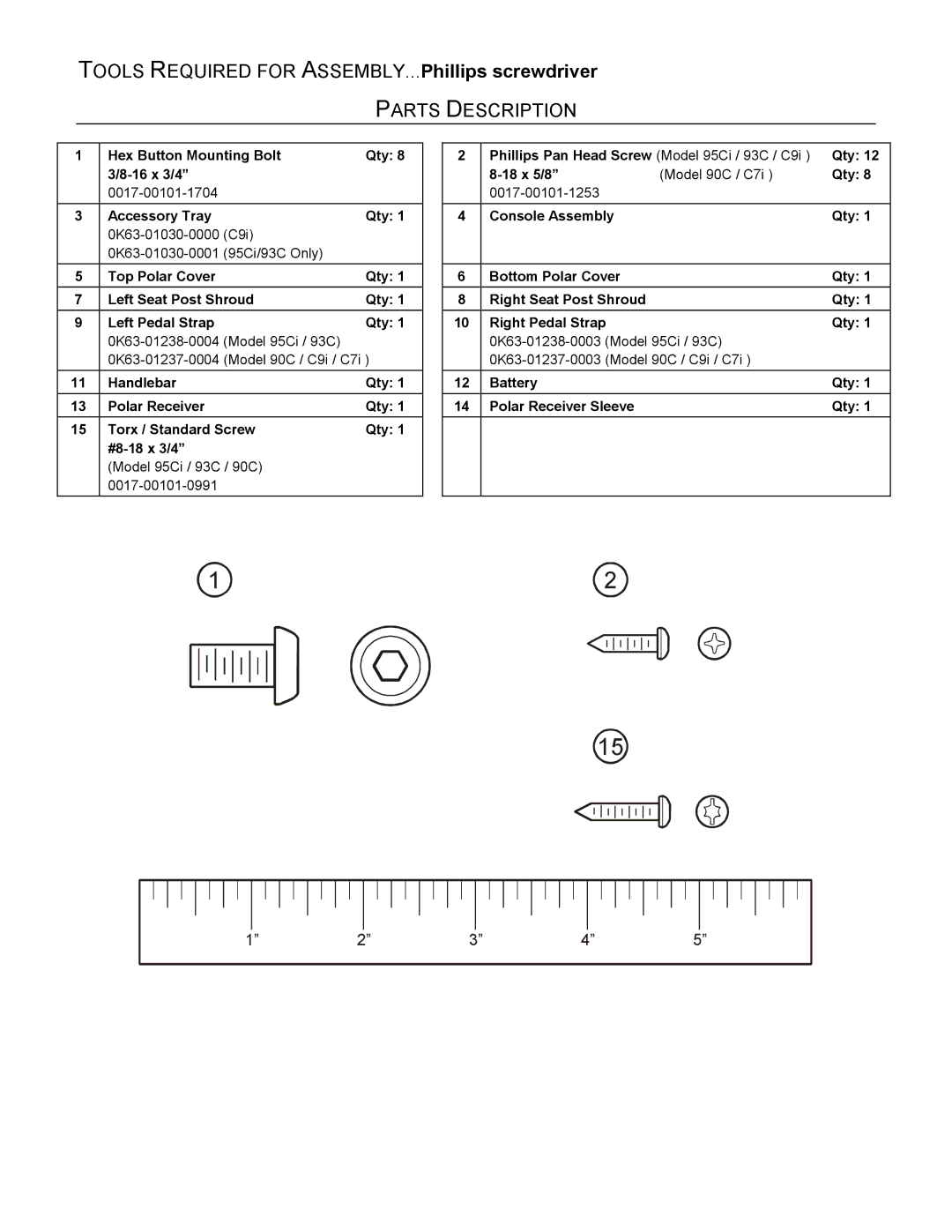 Life Fitness C9I, C7i manual Parts Description 