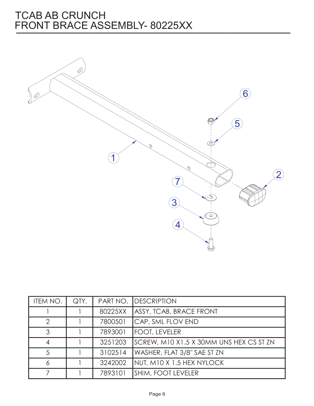 Life Fitness Circuit Series manual Tcab AB Crunch Front Brace Assembly 