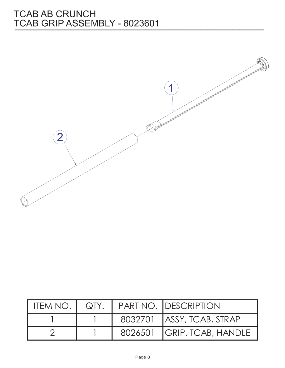 Life Fitness Circuit Series manual Tcab AB Crunch Tcab Grip Assembly 