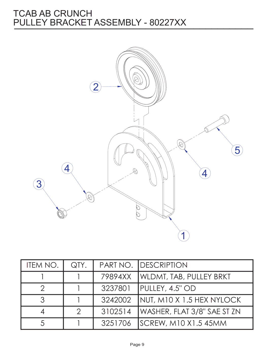 Life Fitness Circuit Series manual Tcab AB Crunch Pulley Bracket Assembly 