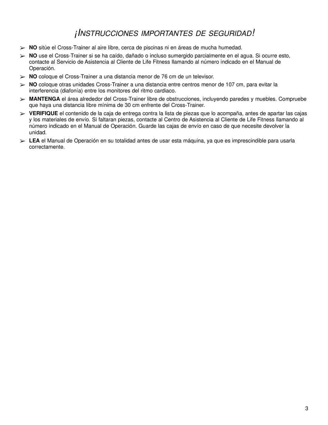 Life Fitness CL5X manual ¡INSTRUCCIONES Importantes DE Seguridad 