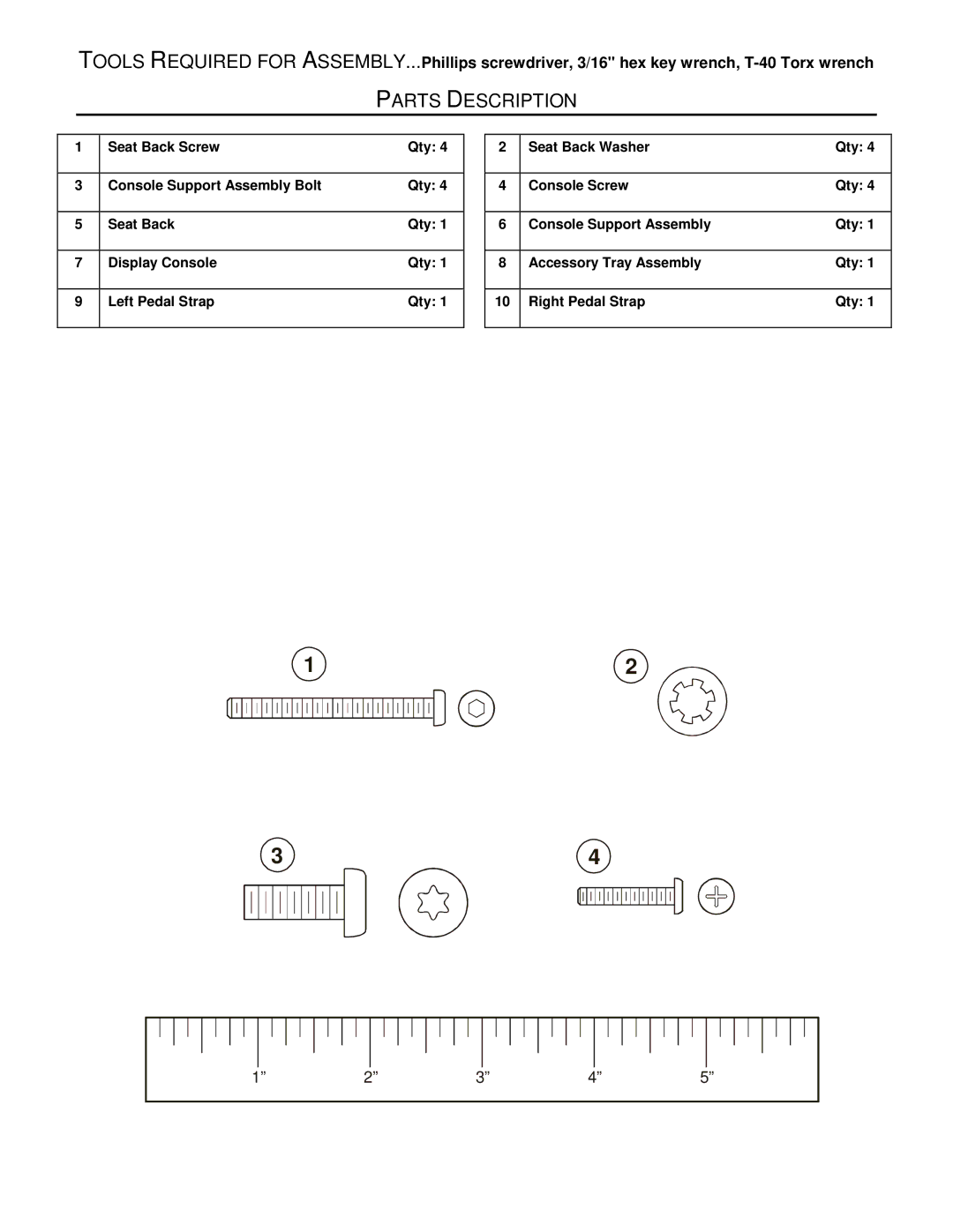 Life Fitness Classic Series manual Parts Description 