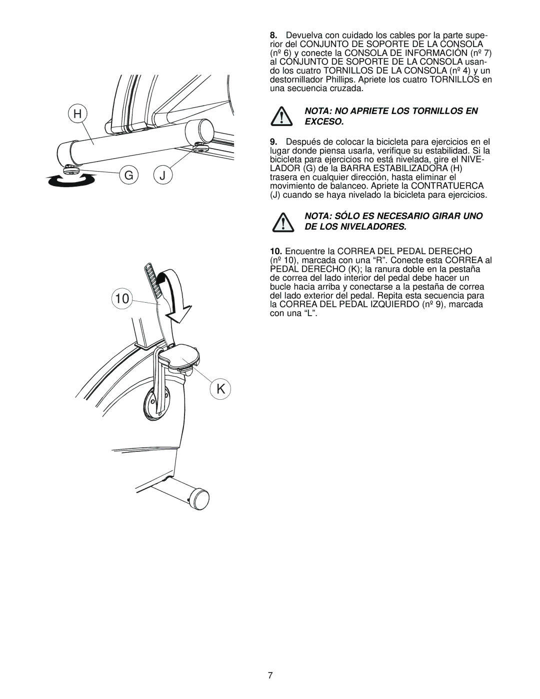 Life Fitness Classic Series manual Nota Sólo ES Necesario Girar UNO DE LOS Niveladores 