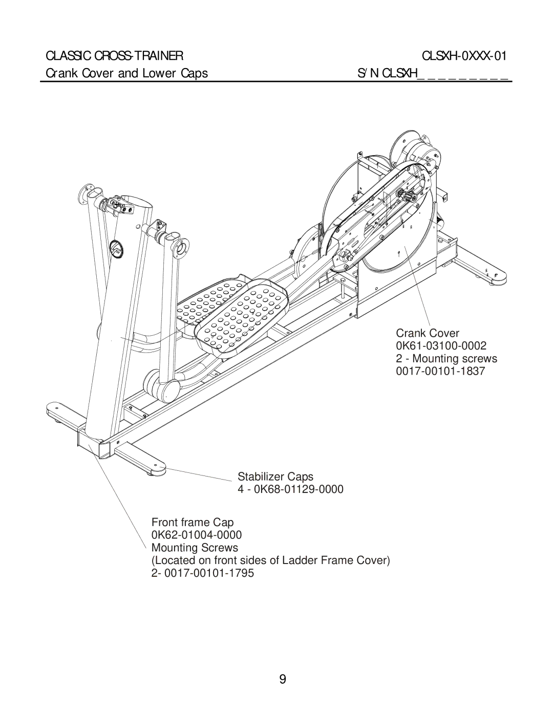 Life Fitness Classic manual Crank Cover and Lower Caps 