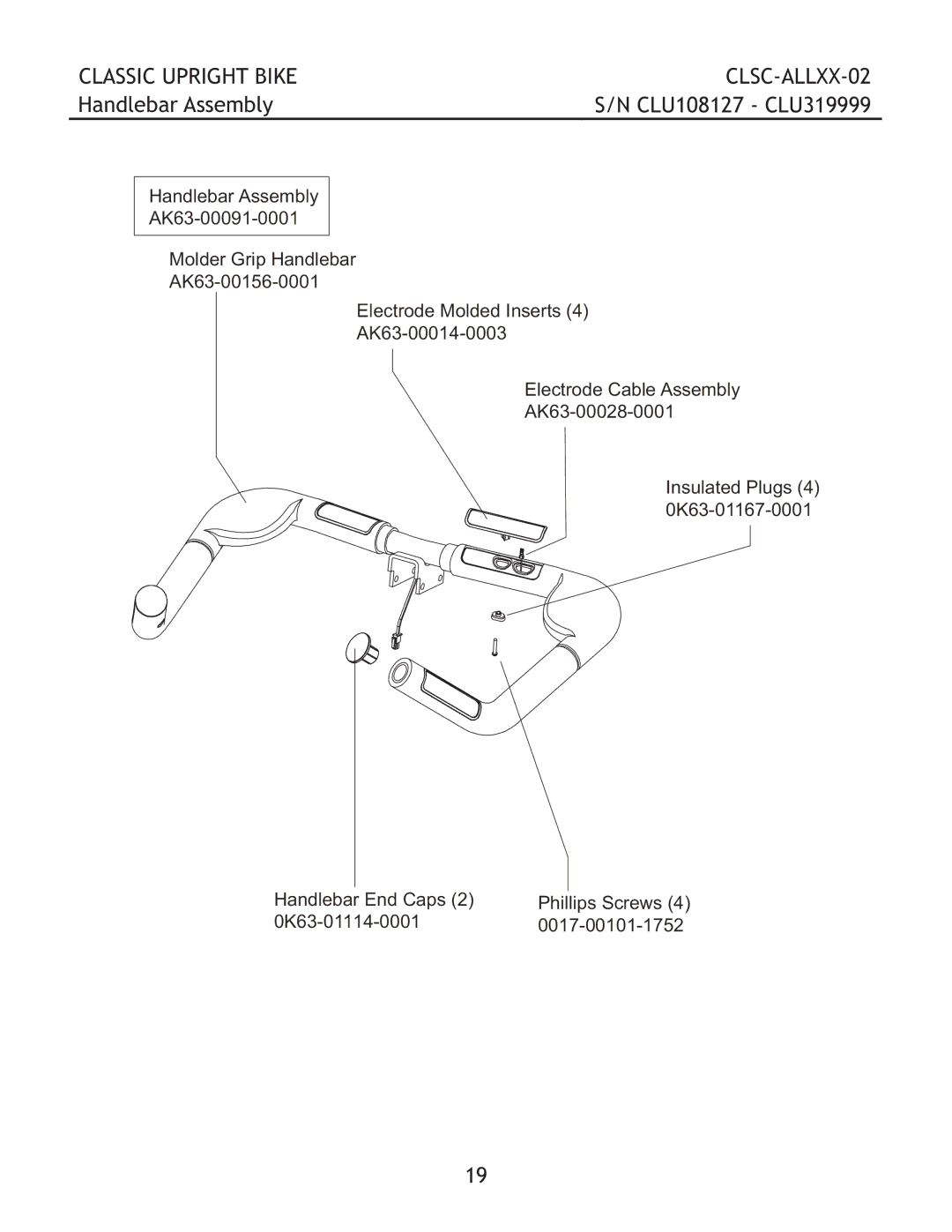 Life Fitness CLSC-ALLXX-02 manual Handlebar Assembly 