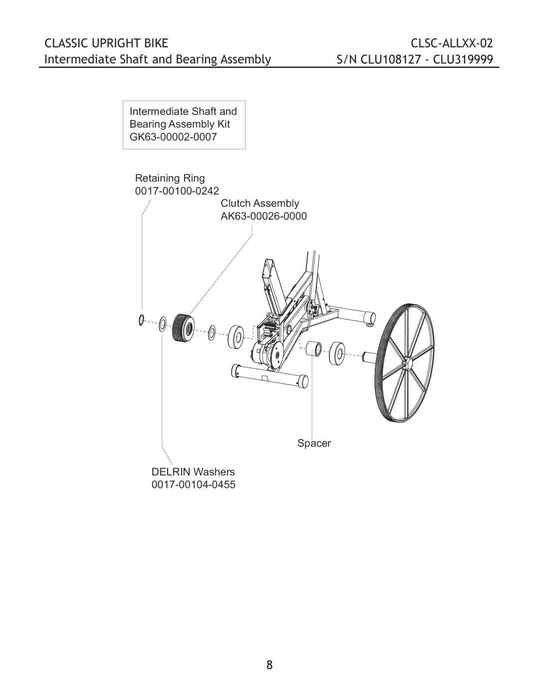 Life Fitness CLSC-ALLXX-02 manual Intermediate Shaft and Bearing Assembly 