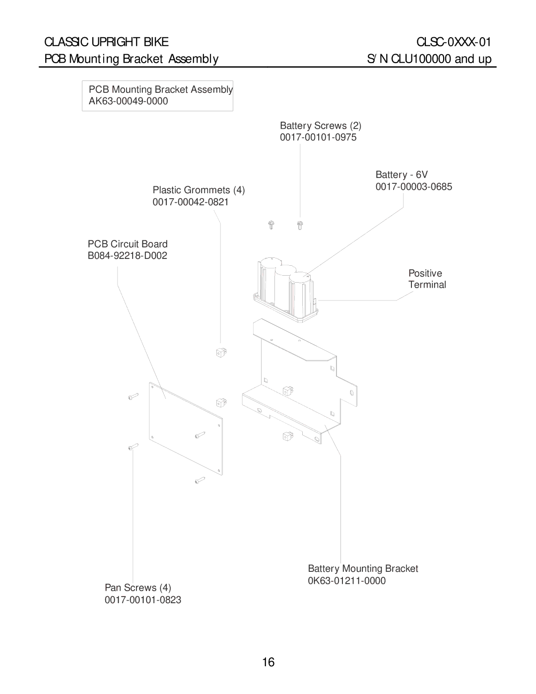 Life Fitness CLSC-XXXX-01 manual PCB Mounting Bracket Assembly 