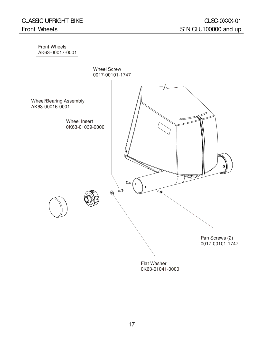 Life Fitness CLSC-XXXX-01 manual Front Wheels 