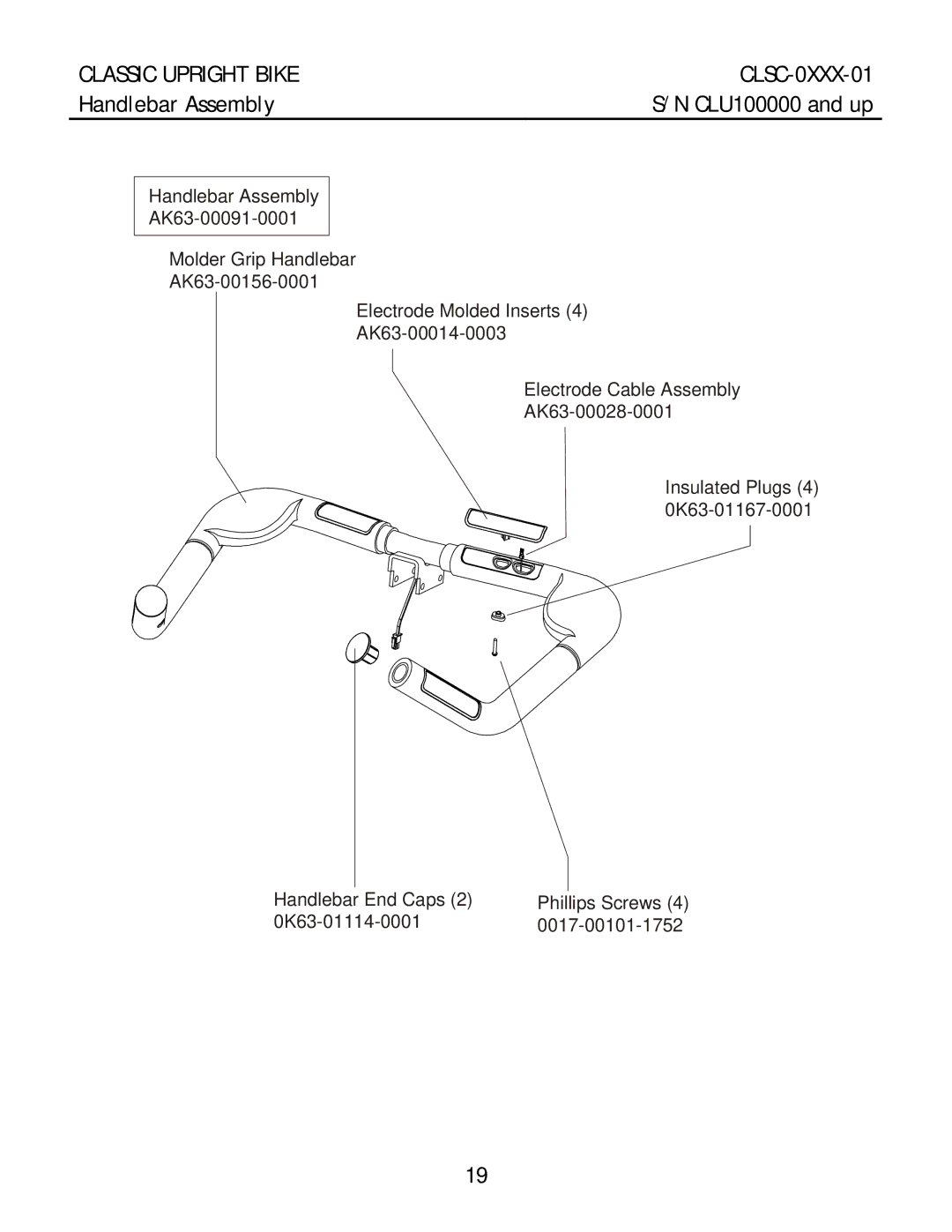 Life Fitness CLSC-XXXX-01 manual Handlebar Assembly 