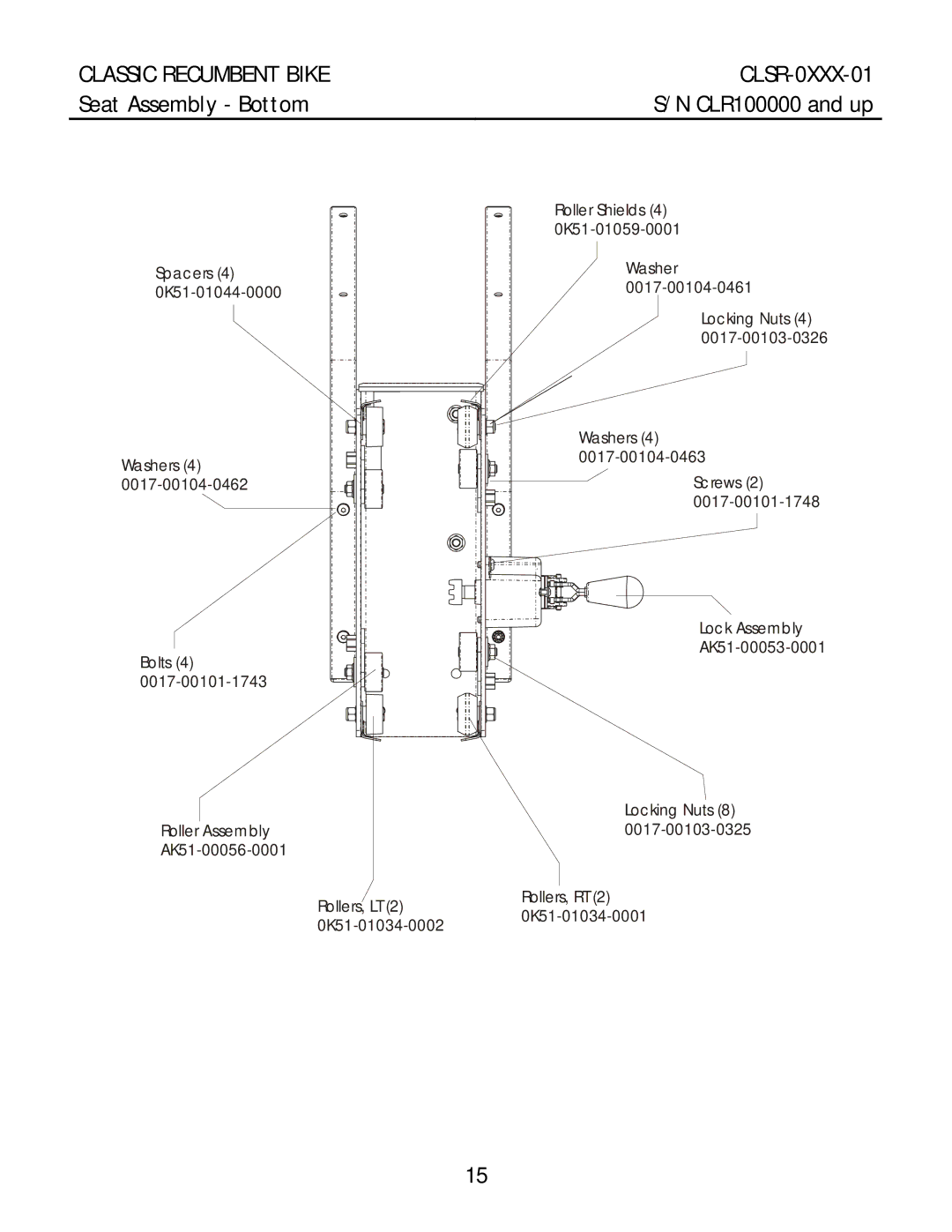 Life Fitness CLSR-0XXX-01 manual Seat Assembly Bottom 