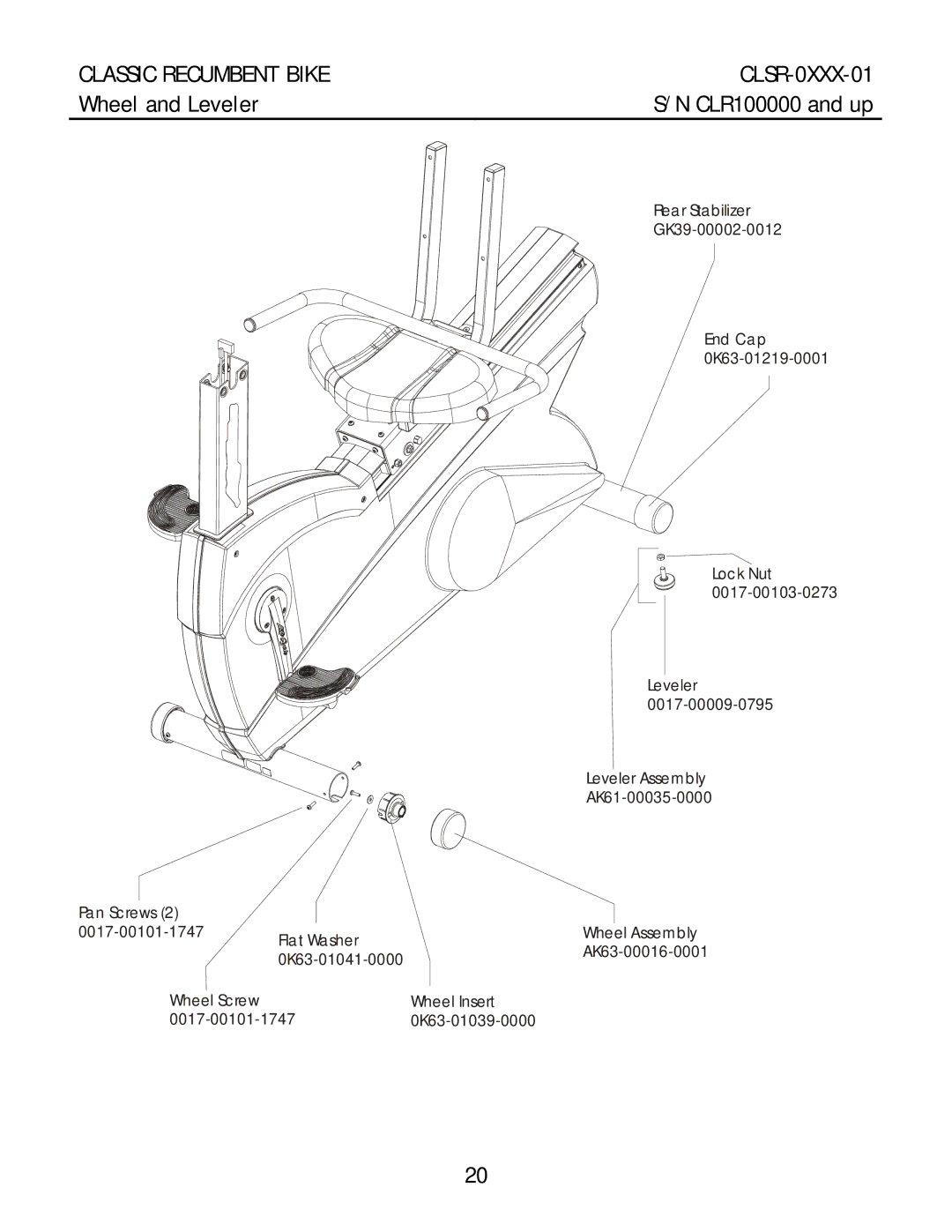 Life Fitness CLSR-0XXX-01 manual Wheel and Leveler 