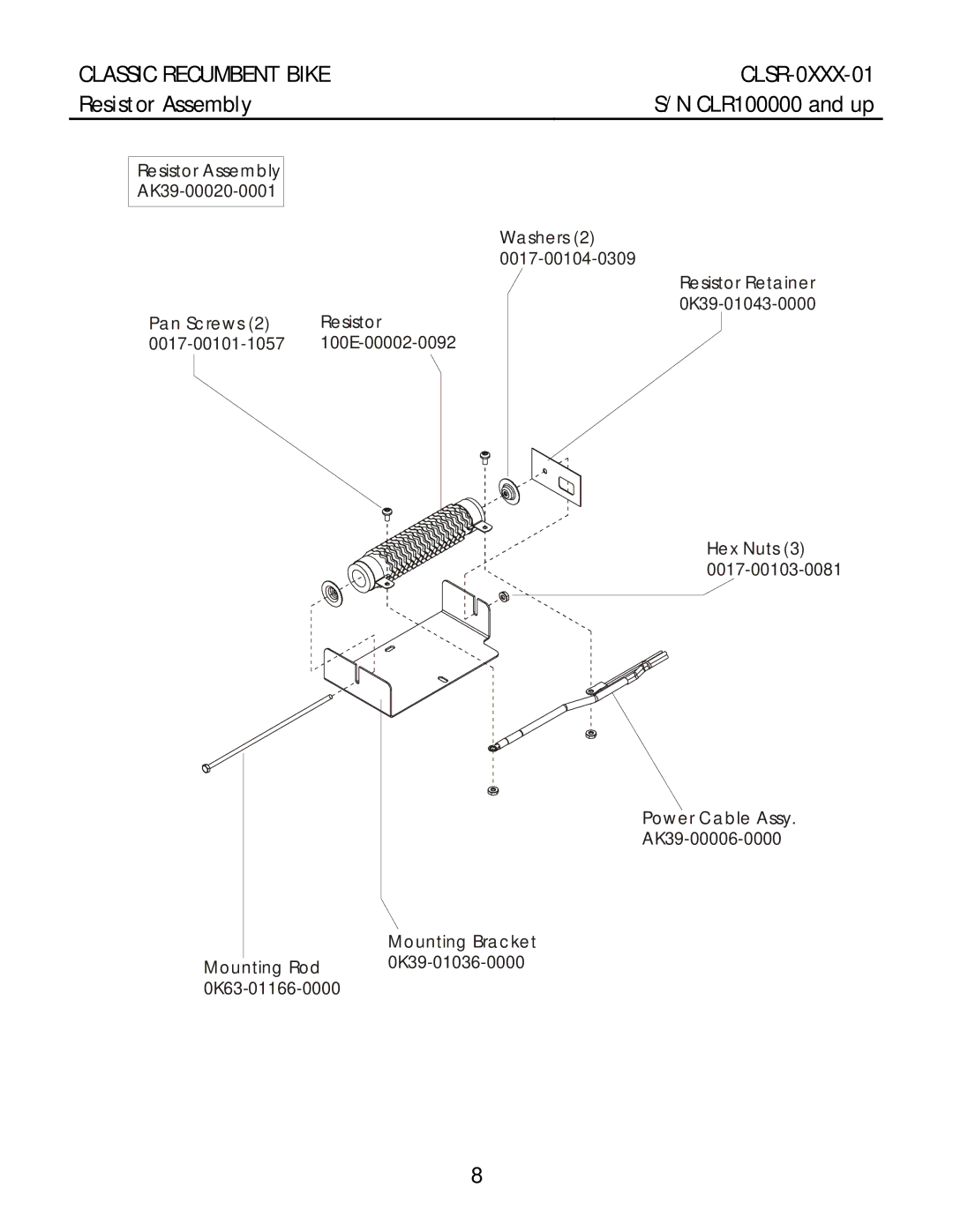 Life Fitness CLSR-0XXX-01 manual Resistor Assembly 