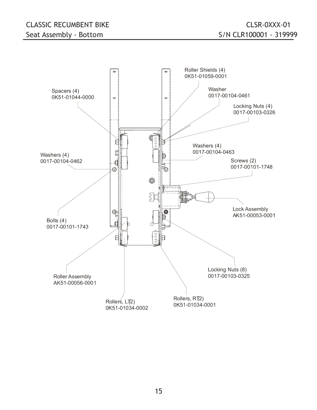 Life Fitness CLSR-0XXX-01 manual Seat Assembly Bottom 