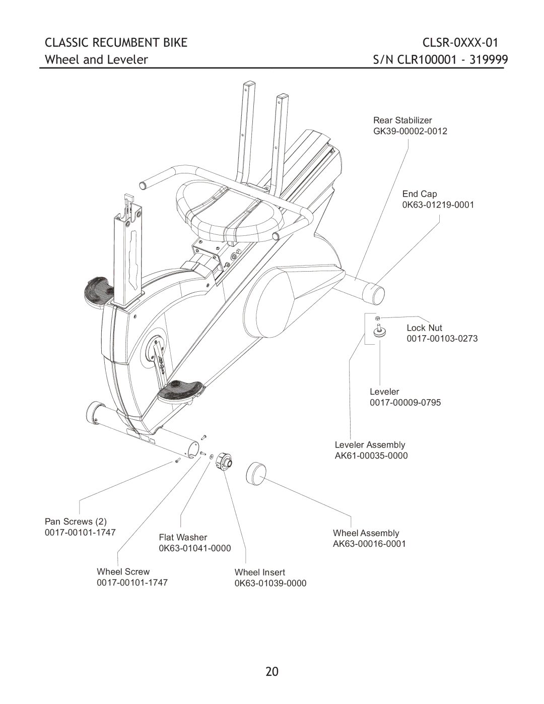 Life Fitness CLSR-0XXX-01 manual Wheel and Leveler 