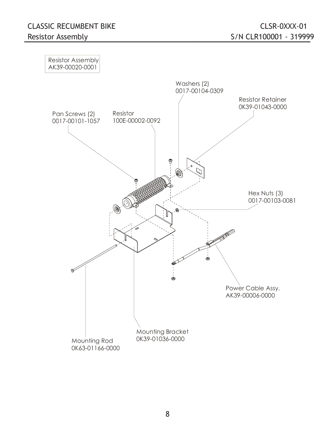 Life Fitness CLSR-0XXX-01 manual Resistor Assembly 