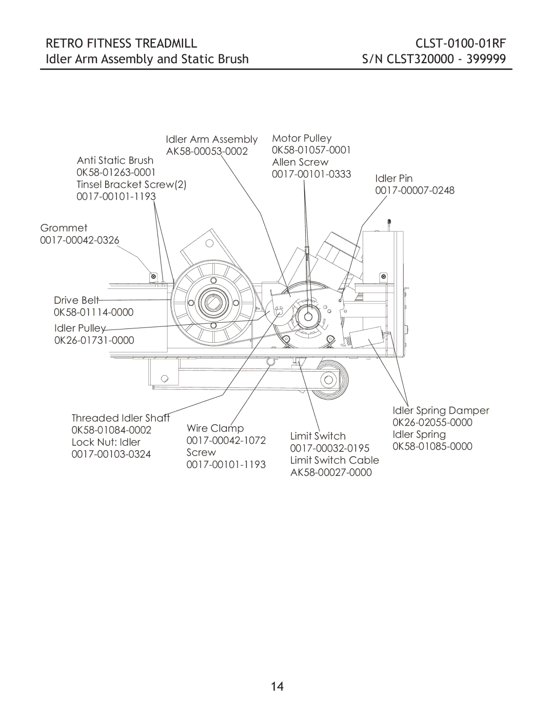 Life Fitness CLST-0100-01RF manual Idler Arm Assembly and Static Brush 