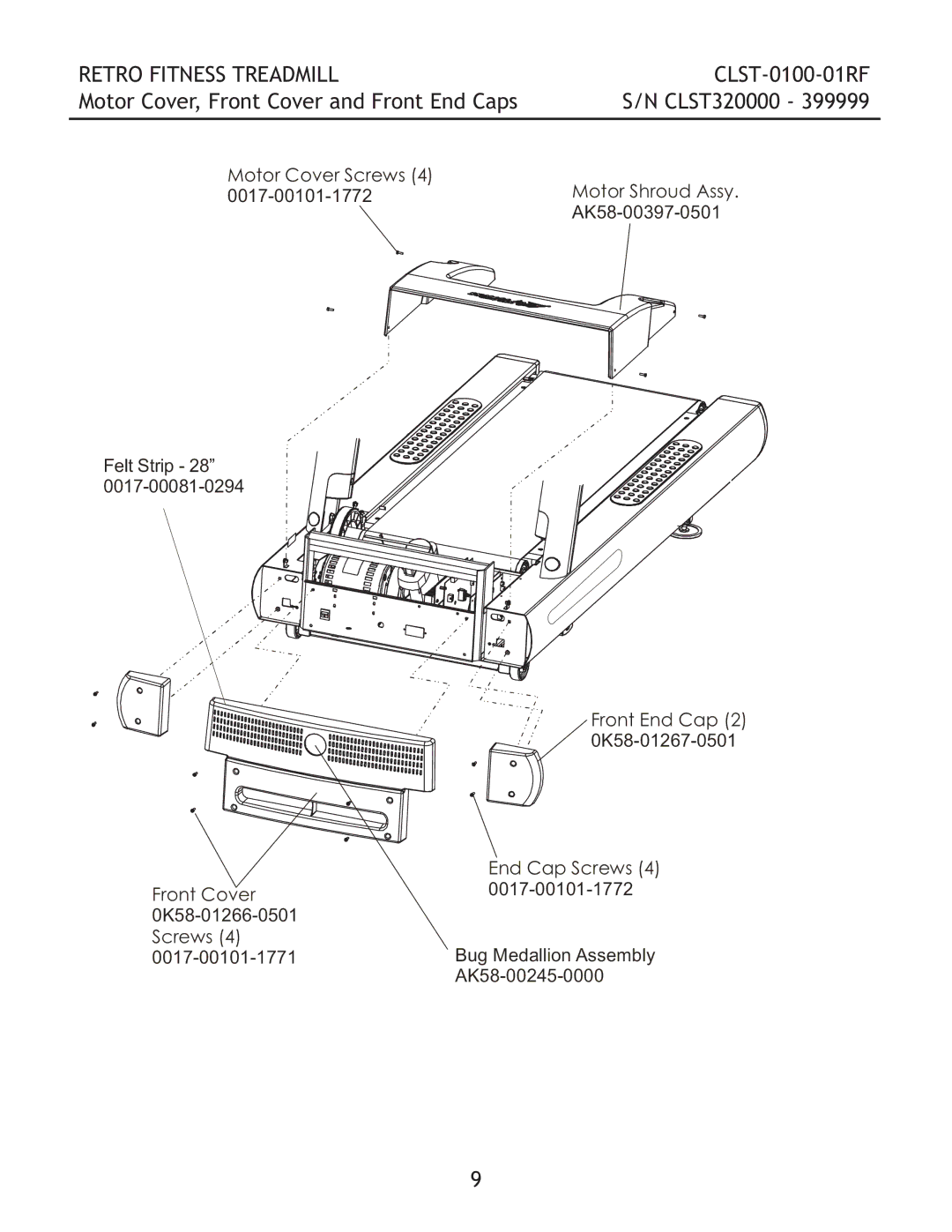 Life Fitness CLST-0100-01RF manual Motor Cover, Front Cover and Front End Caps CLST320000 