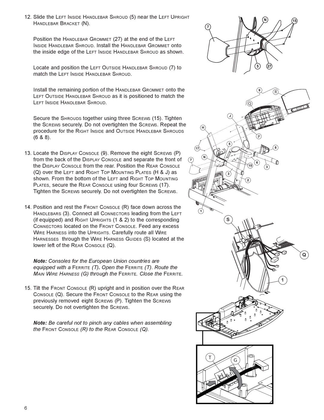 Life Fitness 97Ti, CLST manual Position the Handlebar Grommet 27 at the end of the Left 