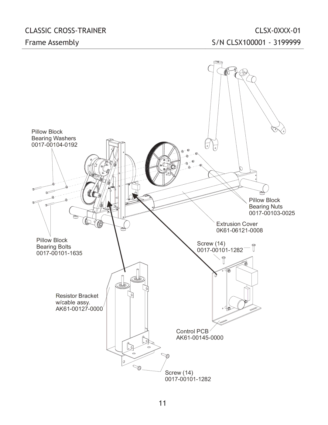 Life Fitness CLSX-0XXX-01 manual Frame Assembly 