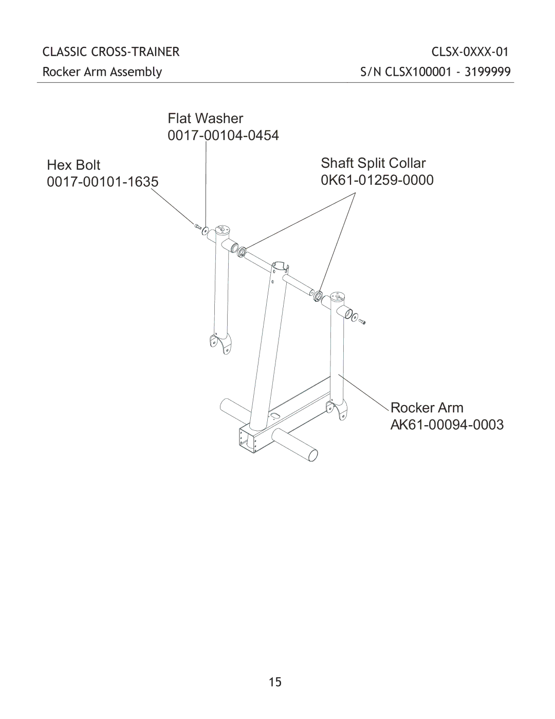 Life Fitness CLSX-0XXX-01 manual Rocker Arm AK61-00094-0003, Rocker Arm Assembly 
