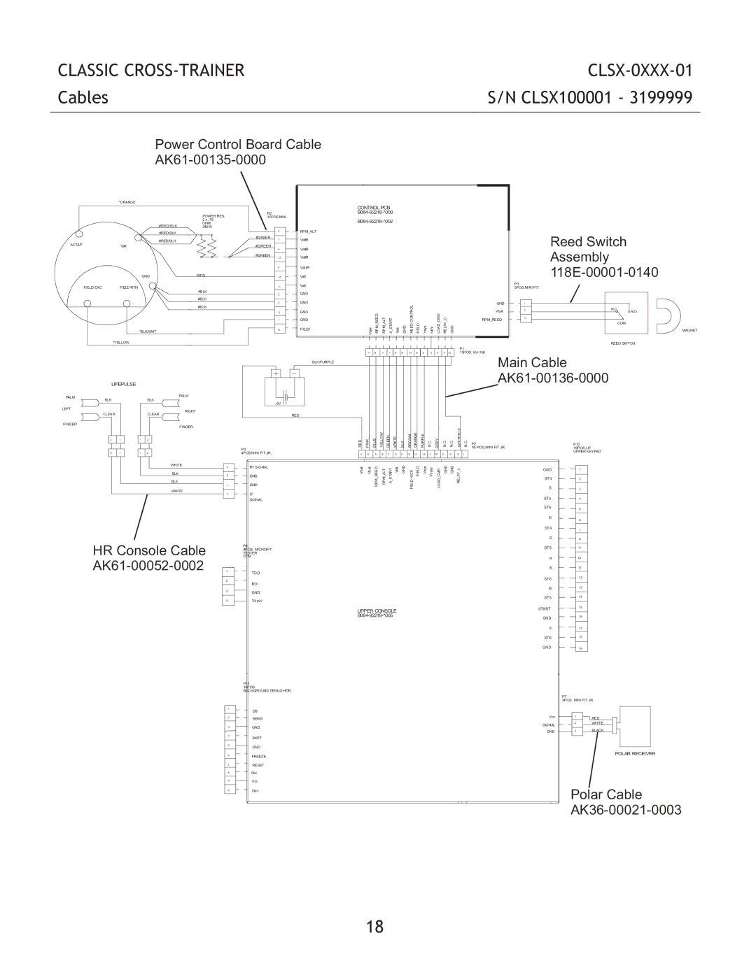 Life Fitness CLSX-0XXX-01 manual Cables, AK61-00135-0000 