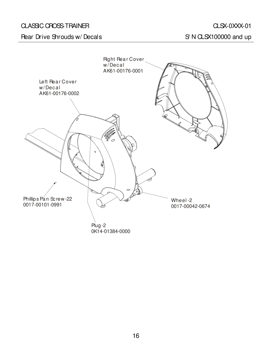 Life Fitness CLSX-0XXX-01 manual Rear Drive Shrouds w/Decals 