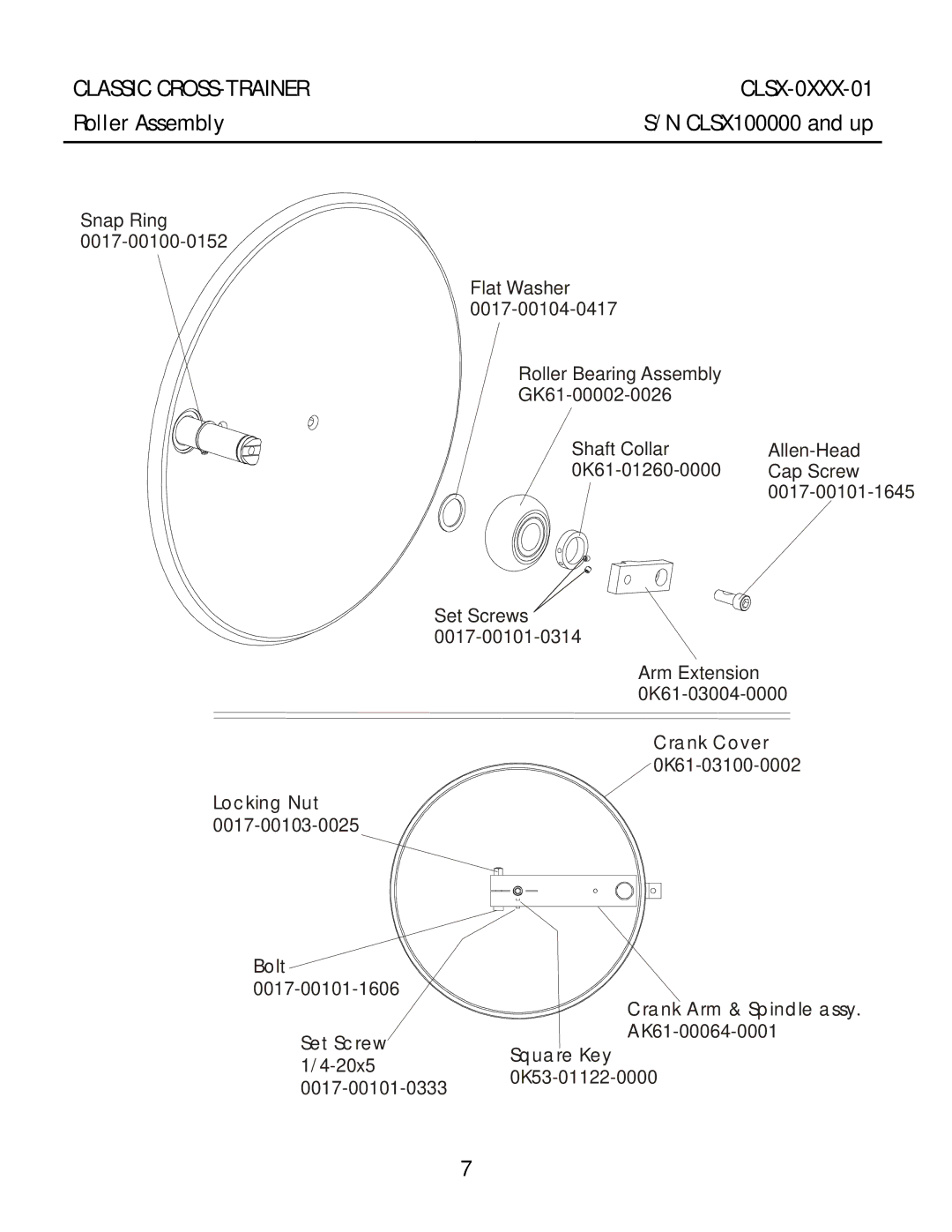 Life Fitness CLSX-0XXX-01 manual Roller Assembly 