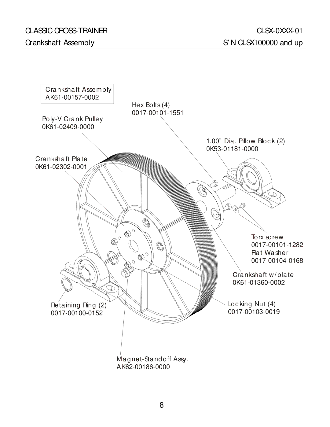 Life Fitness CLSX-0XXX-01 manual Crankshaft Assembly 