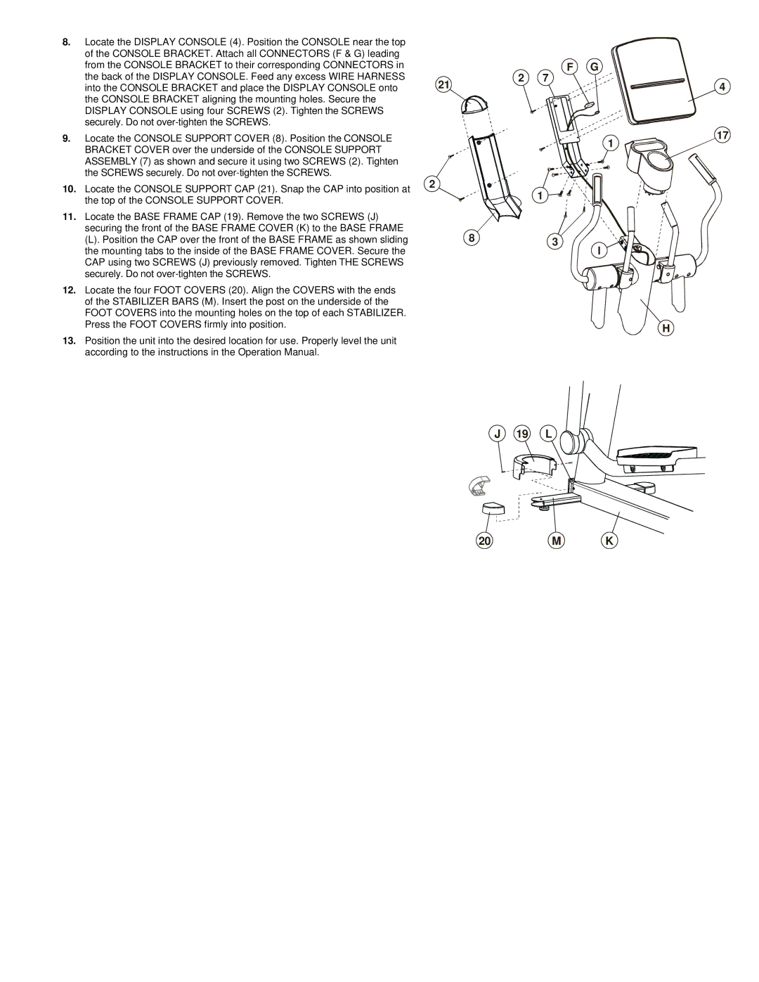 Life Fitness CLSXH manual 19 L 20 M K 