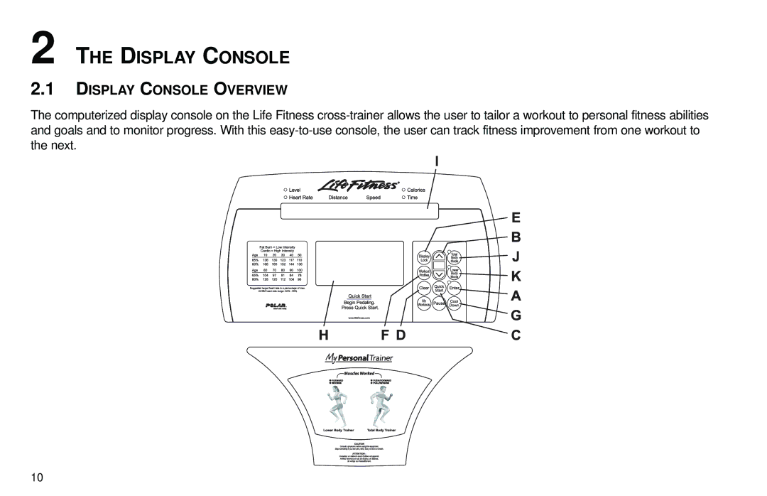 Life Fitness Club Series user manual Display Console Overview 