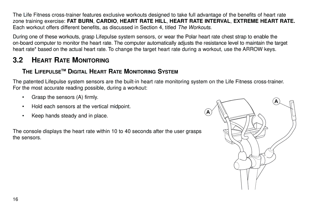 Life Fitness Club Series user manual Lifepulsetm Digital Heart Rate Monitoring System 