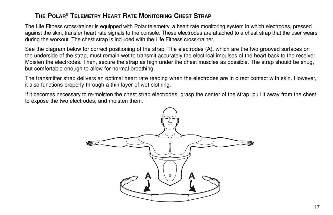 Life Fitness Club Series user manual Polar Telemetry Heart Rate Monitoring Chest Strap 