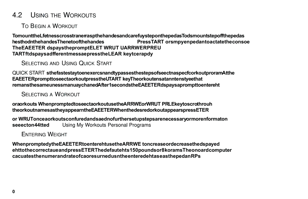 Life Fitness Club Series Using the Workouts, To Begin a Workout, Selecting and Using Quick Start, Selecting a Workout 