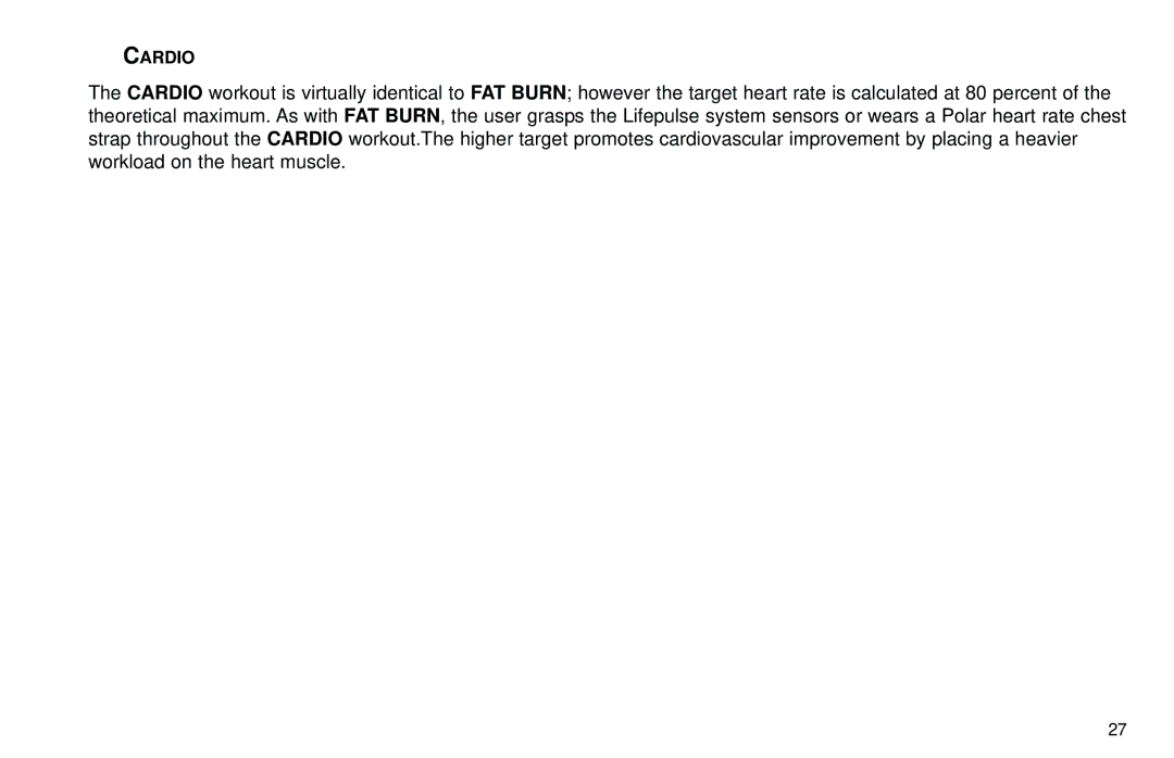 Life Fitness Club Series user manual Cardio 