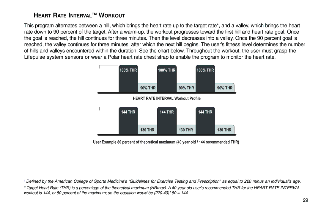 Life Fitness Club Series user manual Heart Rate Intervaltm Workout, 130 THR 