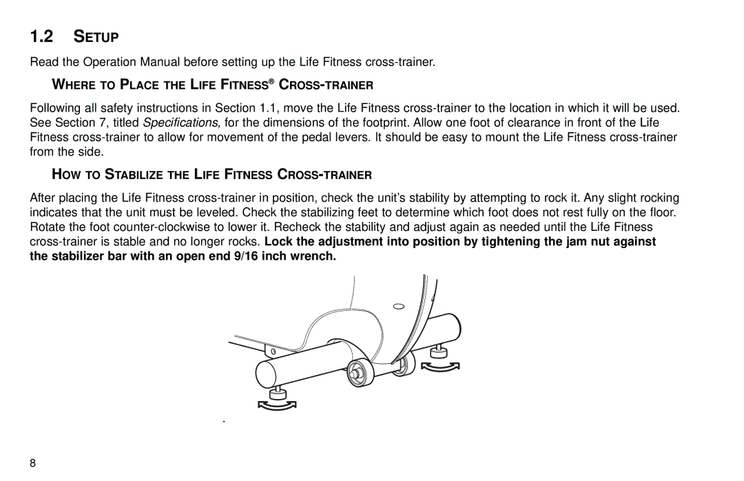 Life Fitness Club Series user manual Setup, Where to Place the Life Fitness CROSS-TRAINER 