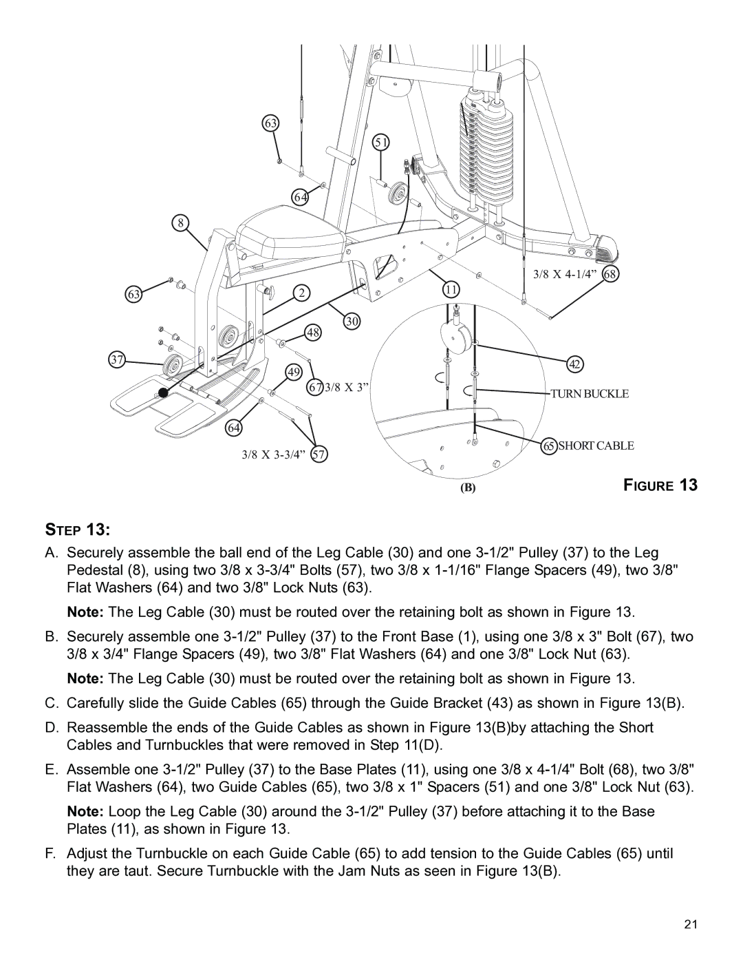 Life Fitness CM3 manual Turn Buckle 