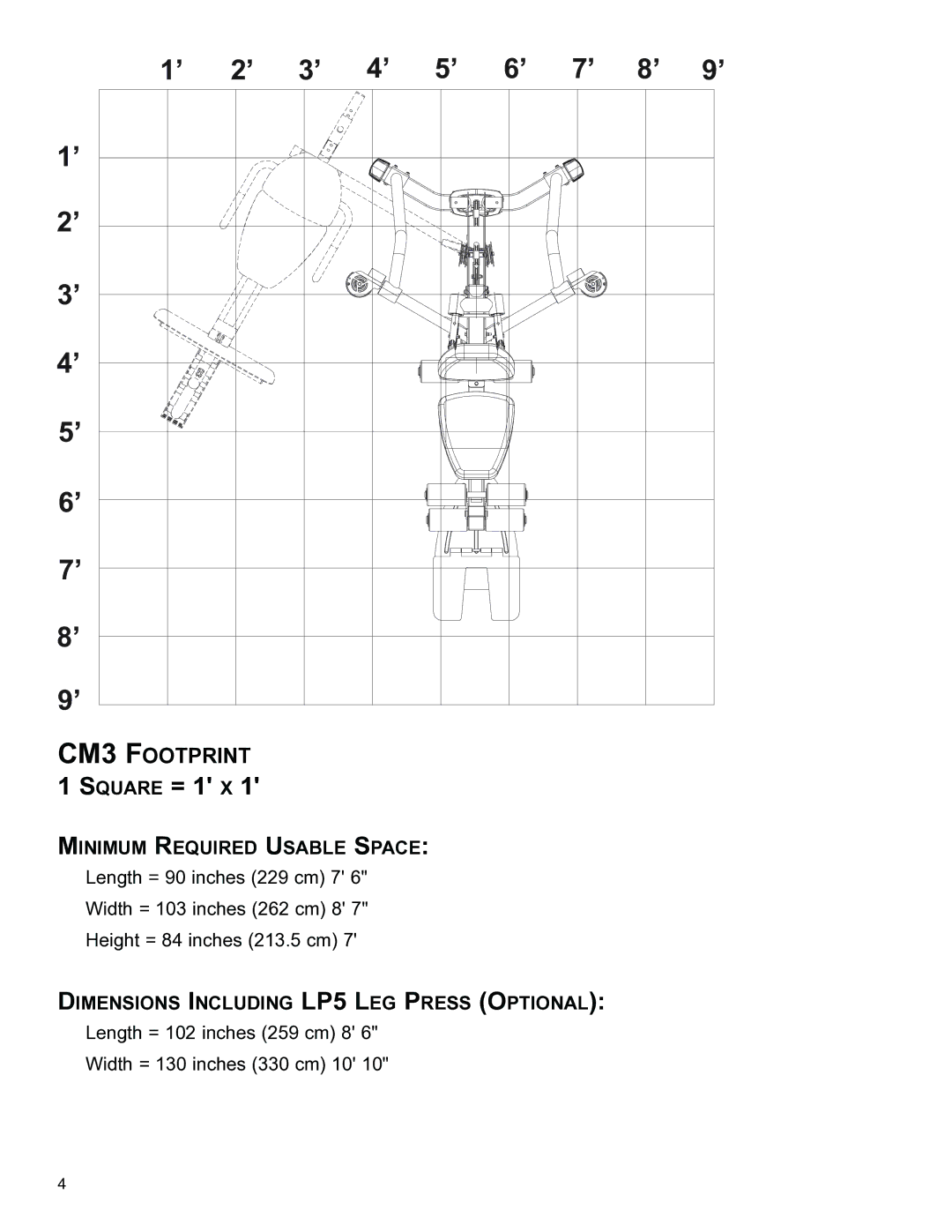 Life Fitness CM3 manual Square = 1 X 