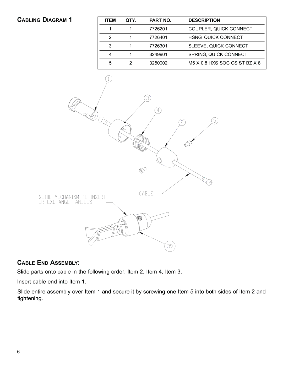 Life Fitness CM3 manual Cable END Assembly 