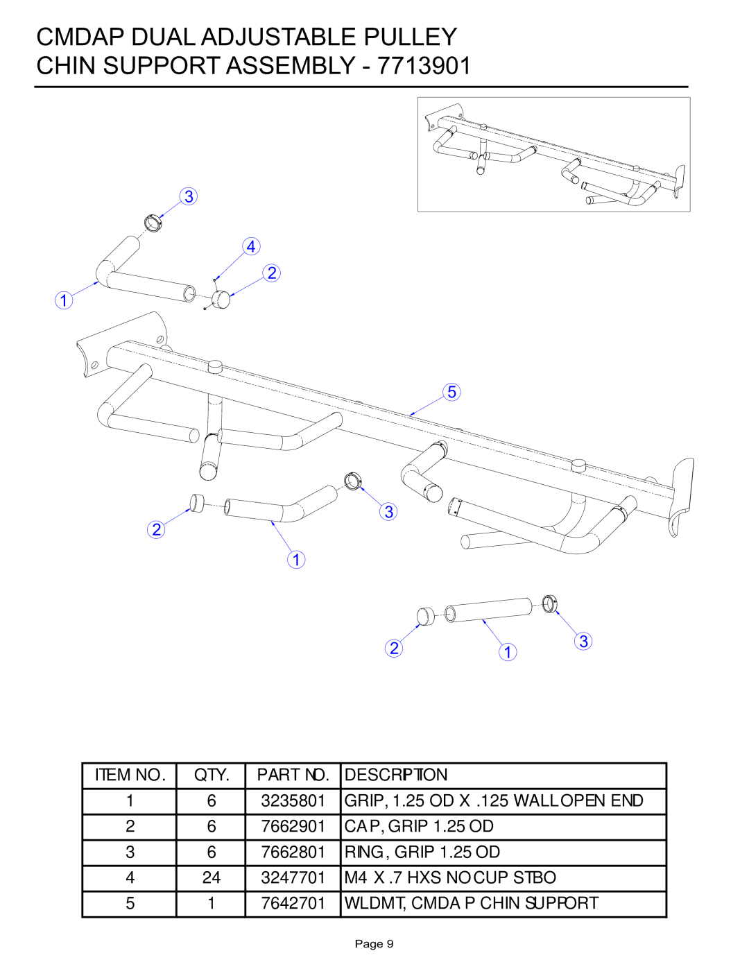 Life Fitness CMDAP manual Cmdap Dual Adjustable Pulley Chin Support Assembly 